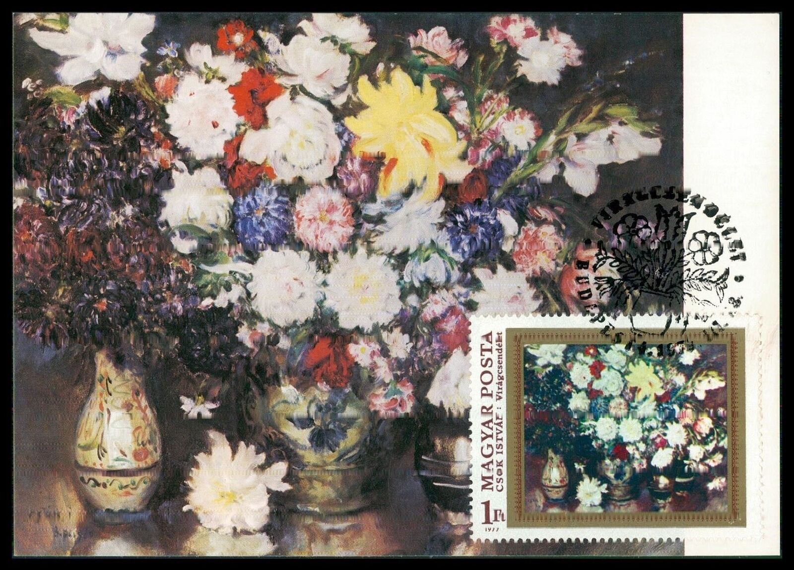 Ungarn Mk 1977 GemÄlde Flora Blumen Maximumkarte Carte Maximum Card Mc Cm Da04