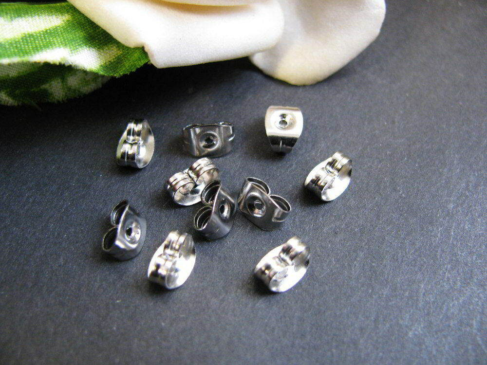 20 Ohrring Verschlüsse Silbern, Ohrmutter Ohrstecker Verschluss, Perlen Basteln